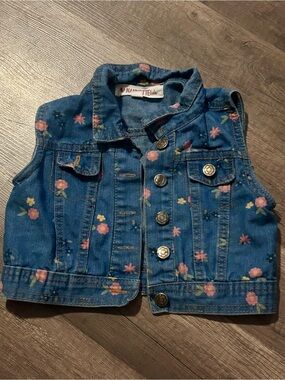 Nannette Blue Floral Denim Vest for Girls